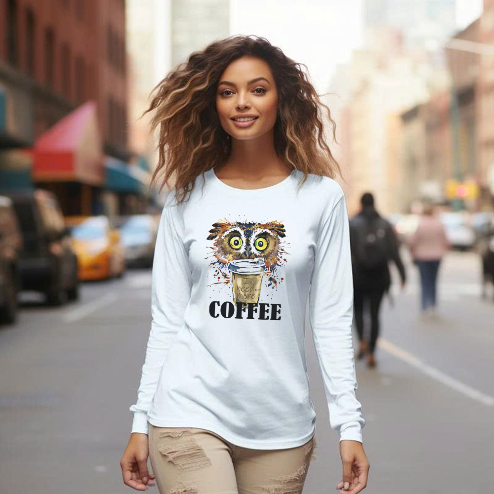 Owl I Need More Coffee Long Sleeve Shirt Funny Coffee Lover Shirt Owl Themed Christmas Gifts